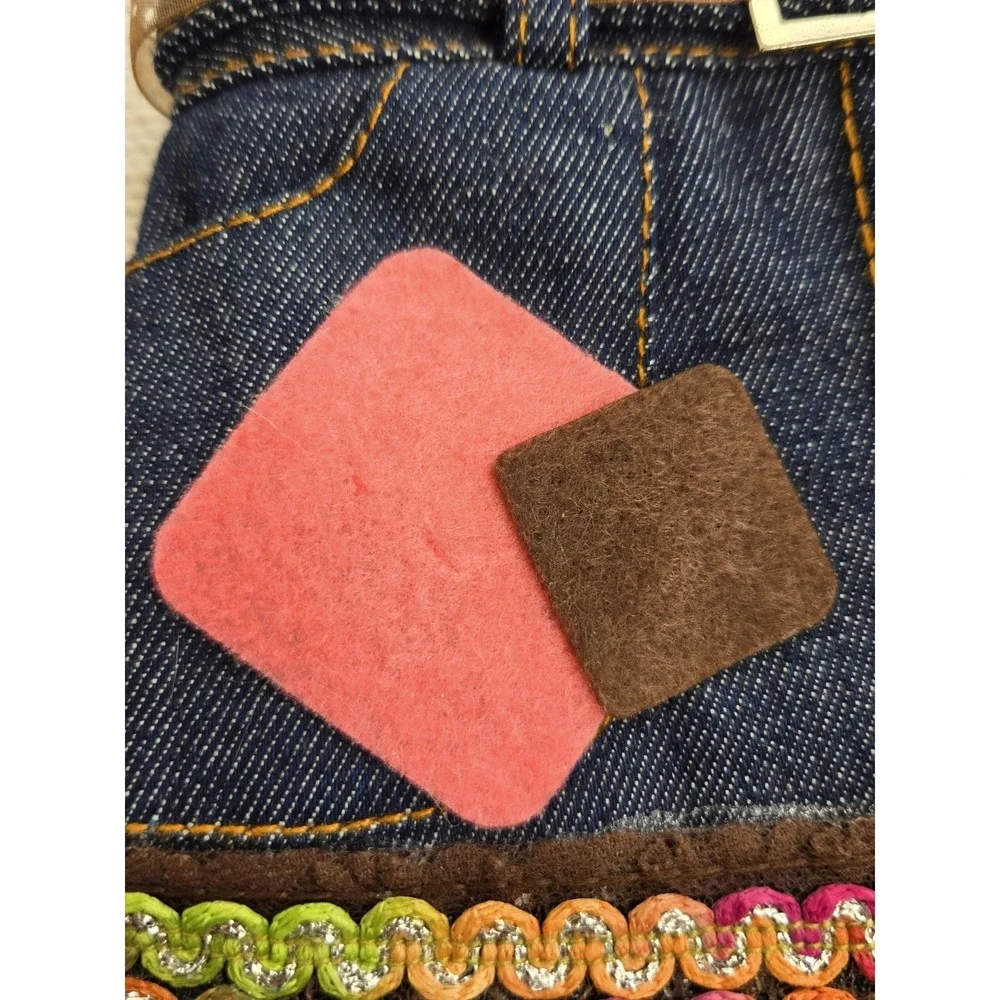 Denim Skirt Purse Child Size Adjustible Shoulder Strap Lace Bottom Zip Closure